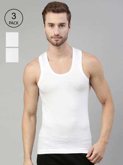 DIXCY SCOTT Men Pack
                        of 3 Combed Cotton White Vest