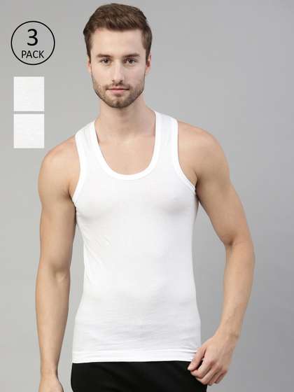 DIXCY SCOTT Men Pack
                        of 3 Combed Cotton White Vest
