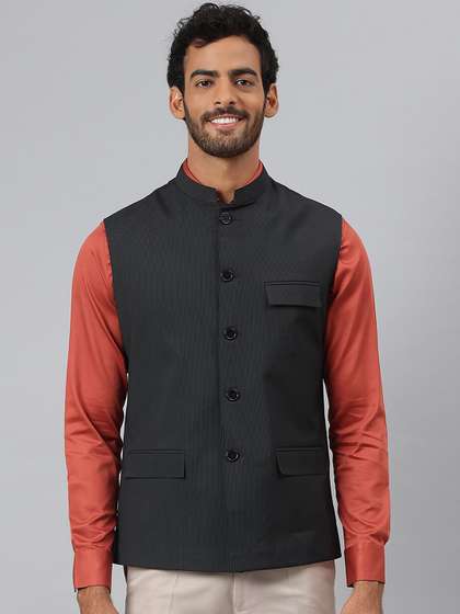 MR BUTTON Men Striped Woven Nehru Jacket