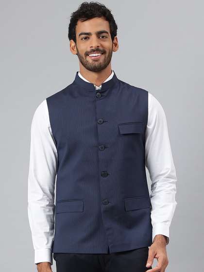MR BUTTON Men Solid Nehru Jacket