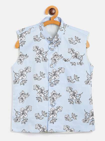 JBN Creation Boys Printed Woven Nehru Jacket