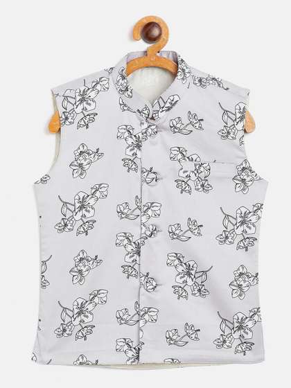 JBN Creation Boys Printed Slim-Fit Nehru Jacket