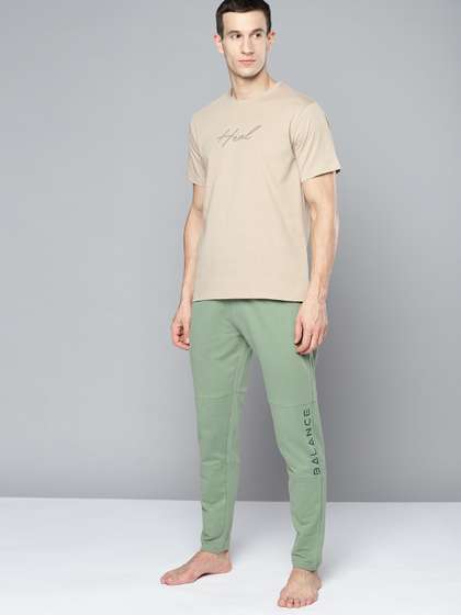 HRX by Hrithik Roshan HRX By Hrithik Roshan Yoga Men Jade Cotton Typography Track Pants
