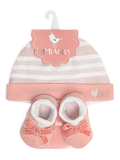 MiArcus Unisex Kids Pink
                    Printed Beanie & Booties