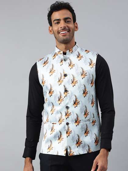 MR BUTTON Men Floral Printed Nehru Jacket
