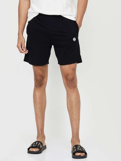 max Men Navy Blue
                        Solid Cotton Lounge Shorts