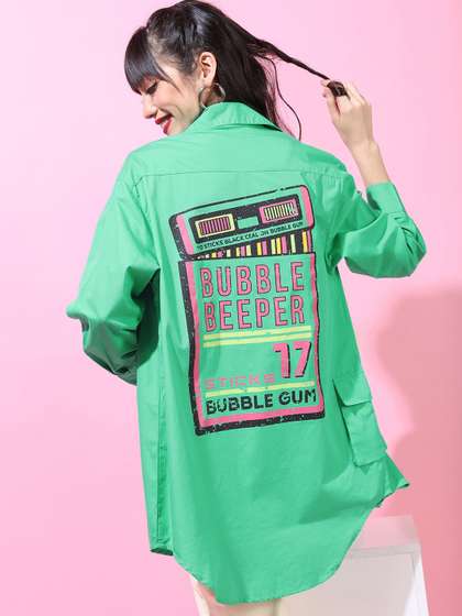 Tokyo Talkies Women Longline Printed Shirt