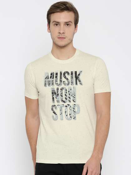 Bare Denim Umm Tshirts Online In India Umm Men Off White Printed Round Neck T Shirt