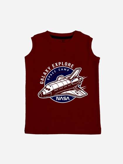 x2o Unisex Kids Maroon
                    Printed Cotton Innerwear Basic Vests