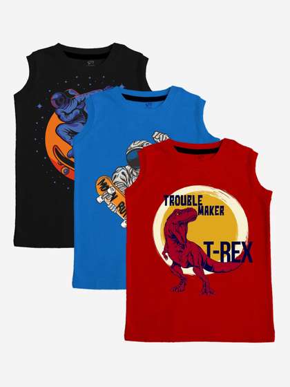 x2o Kids Pack Of 3
                    Printed Pure Cotton Basic Innerwear Vests