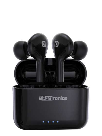 Portronics Adults
                      Black Twins 33 Smart Truly Wireless Bluetooth
                      In-Ear Earbuds with Mic