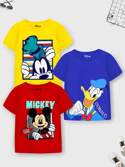 YK Disney Boys Blue
                    & Red Pack Of 3 Mickey & Friends Printed
                    T-shirt