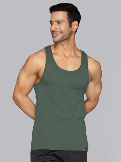 XYXX Men Solid Nova
                        Super Combed Cotton Olive Round Neck Innerwear
                        Vest