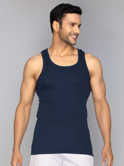 XYXX Men Solid Nova
                        Super Combed Cotton Navy Blue Round Neck
                        Innerwear Vest