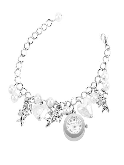 SKYLOFTS Girls
                    Embellished Dial & Bracelet Style Straps
                    Analogue Watch bracelet_white