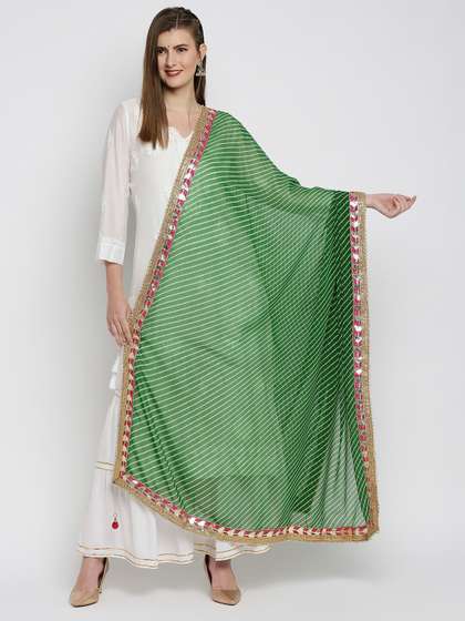 Dupatta Bazaar Green
                        & Gold-Toned Printed Dupatta