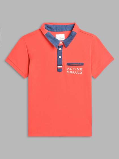 Blue Giraffe Boys Coral Polo Collar T-shirt