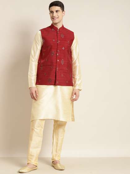 SOJANYA Men Mirror Work Nehru Jacket