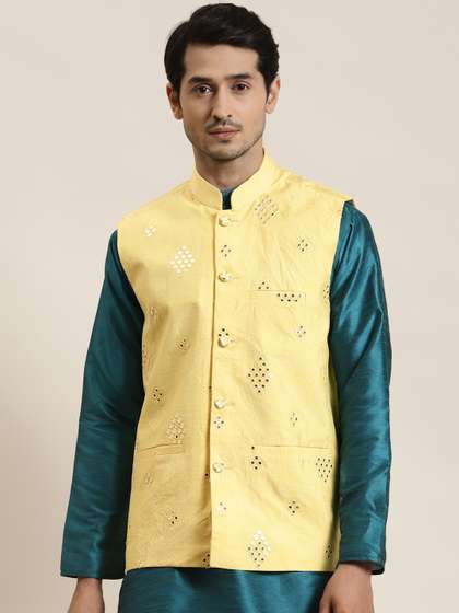 SOJANYA Men Mirror Work Nehru Jacket