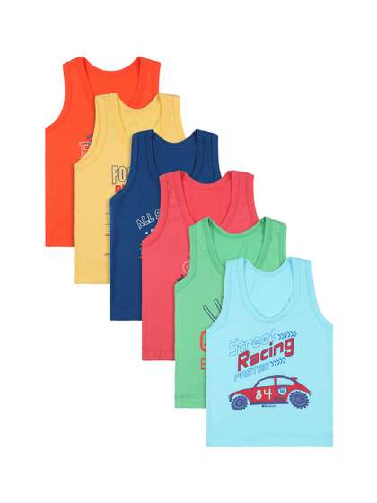 Bodycare Kids Boys Pack
                    Of 6 Assorted Cotton Innerwear Vests