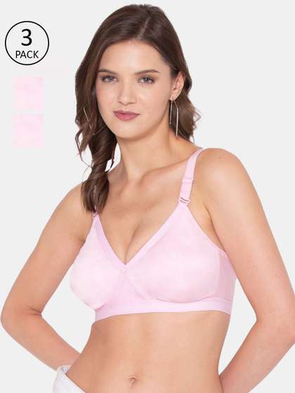 Souminie Pack of 3
                          Pink Solid Plus Size Cotton Minimizer Bras