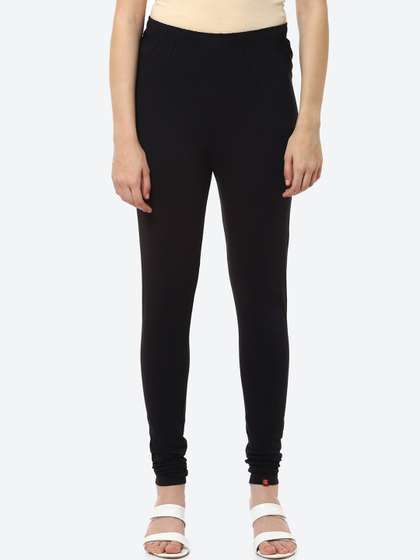 Biba Women Black
                          Solid Churidar Length Leggings