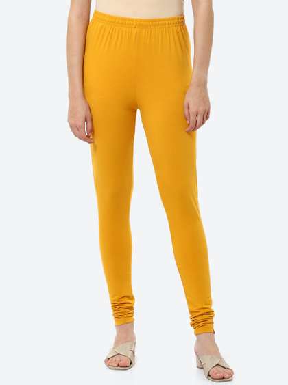 Biba Women Mustard
                          Yellow Solid Churidar Length Leggings