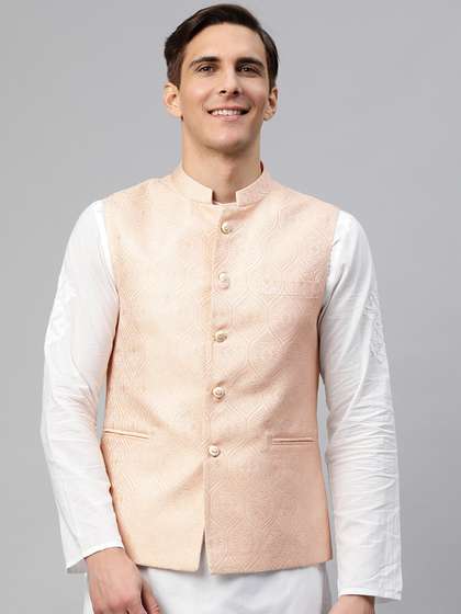 MANQ Men Jaquard Woven Nehru Jacket