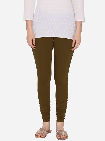 Vami Women Coffee
                        Brown Solid Churidar-Length Leggings