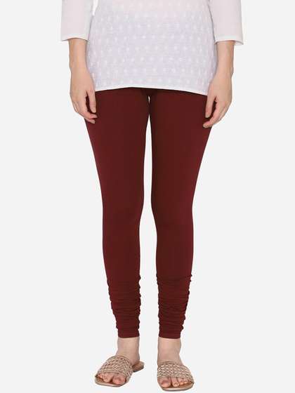 Vami Women Maroon
                        Solid Churidar-Length Leggings