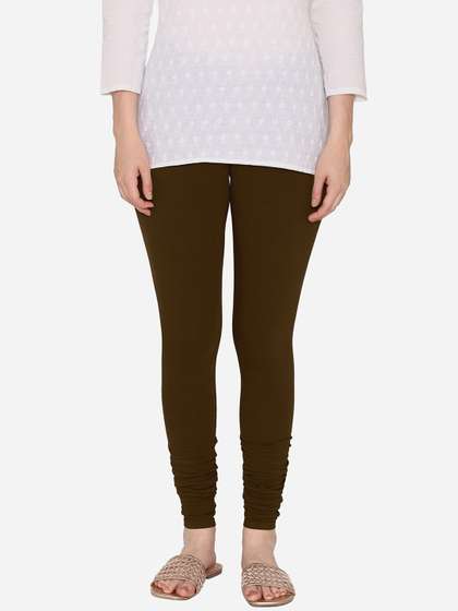 Vami Women Coffee
                        Brown Solid Churidar-Length Leggings