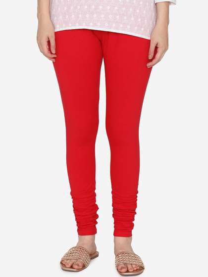 Vami Women Red Solid
                        Churidar-Length Leggings