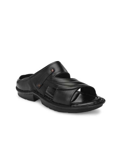 Eego Italy Men Black
                      Leather Comfort Sandals