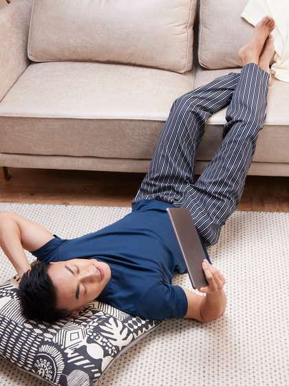 DAMENSCH Men Striped
                      Stretchable Cotton Tapered Fit Lounge Pants