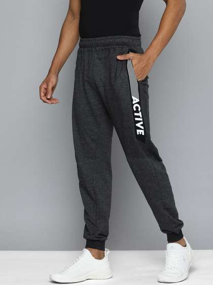 HRX by Hrithik Roshan Men Charcoal Black Solid Joggers