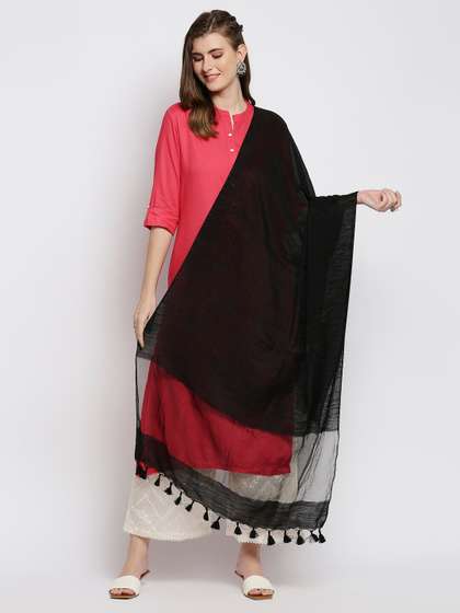 Dupatta Bazaar Black
                      Linen Dupatta