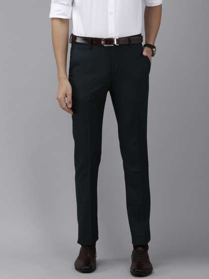 Arrow Men Navy Blue
                        Textured Mid-Rise Original Regular Fit Formal
                        Trousers