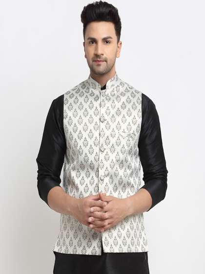 Kaifoo Men Woven Design Nehru Jacket.