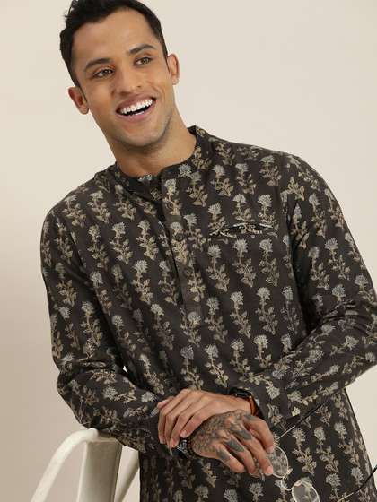 Taavi Men Ajrakh Printed Kurta