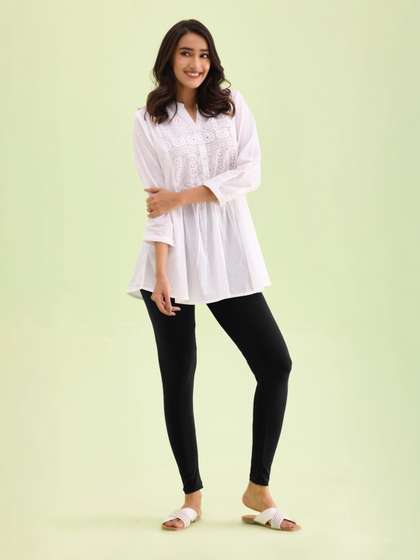 Go Colors Women
                          Black Solid Ankle Length Leggings