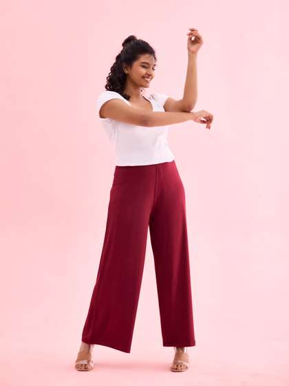 Go Colors Women Maroon Palazzos