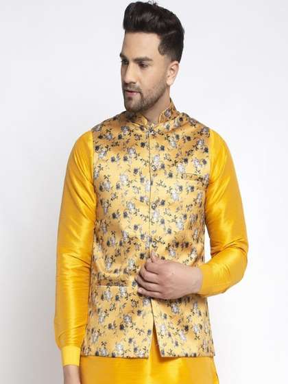 Kaifoo Floral Printed Woven Design Nehru Jacket