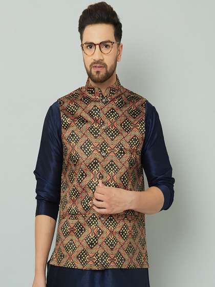 Kaifoo Men Printed Nehru Jackets