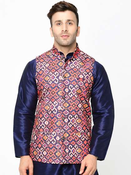 Kaifoo Men Printed Woven Nehru Jackets