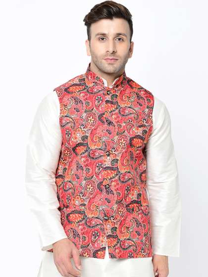 Kaifoo Men Printed Woven Nehru Jacket