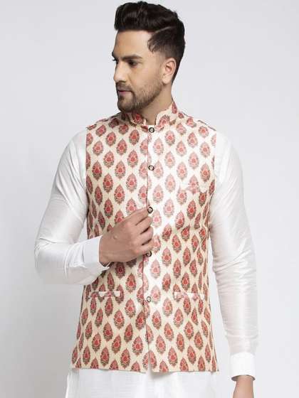 Kaifoo Men Printed Woven Nehru Jacket