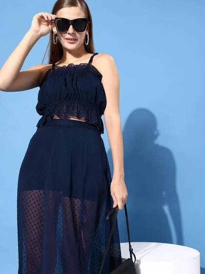 ANVI Be Yourself Women Self Designed Pure Chiffon A line Skirts