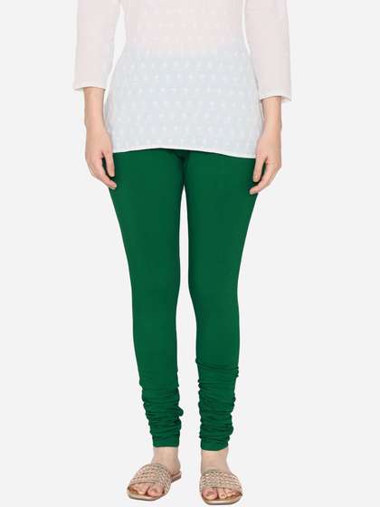 Vami Women Green
                          Solid Churidar-Length Leggings
