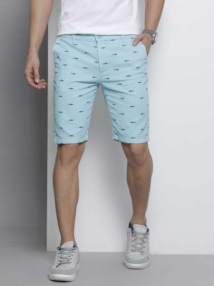 The Indian Garage
                          Co Men Blue Printed Slim Fit Cotton Chino
                          Shorts