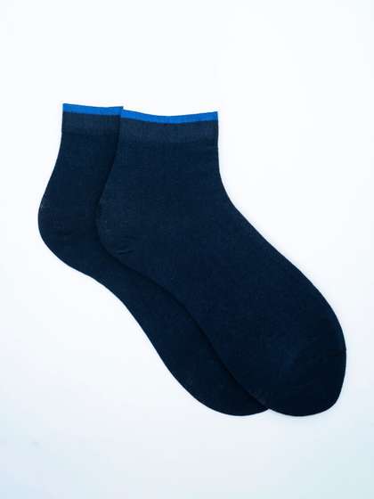 Soxytoes Navy Blue Solid
                    Cotton Ankle-Length Socks